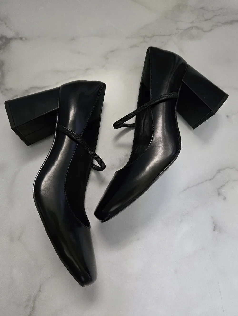 Reformation Natalie Mary Jane Black Leather Pumps Heels Size 9
